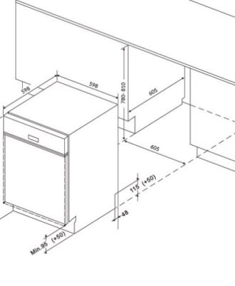 Kích thước Máy rửa bát 16 bộ Eurosun SMK82EU88G