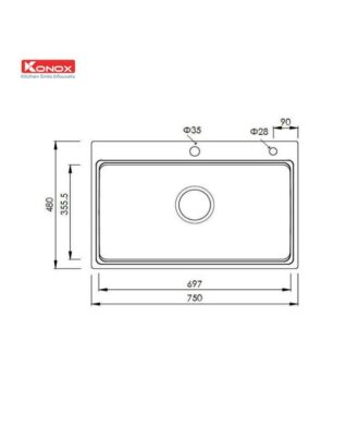 Thiết kế của Chậu rửa bát Konox Overmount Sink KN7548SO