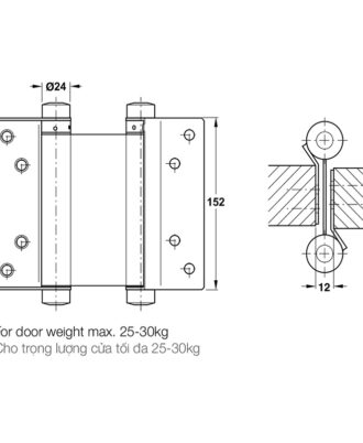 Kích thước Bản lề cửa 2 chiều Hafele 927.97.030