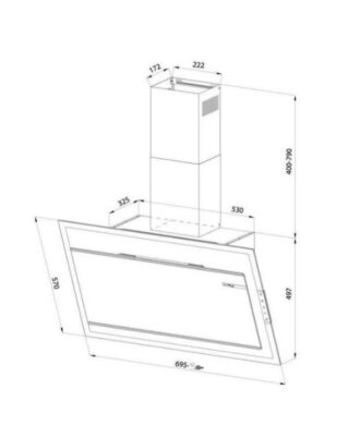 kích thước của máy hút mùi áp tường tuần hoàn Eurosun EH-70CN78B