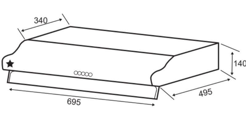 Kích thước máy hút mùi âm tủ Pramie CL9S-700