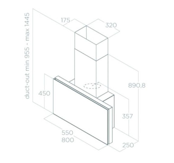 Kích thước máy hút mùi áp tường Elica PLAT BL/F/80 PRF0164874