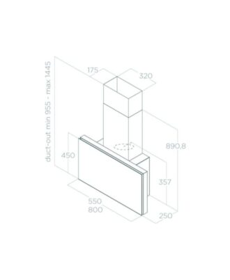 Kích thước máy hút mùi áp tường Elica PLAT BL/F/80 PRF0164874