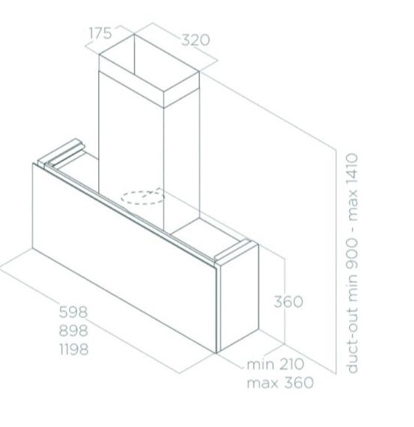Kích thước máy hút mùi áp tường Elica RULES NAKED/F/60 PRF0163758