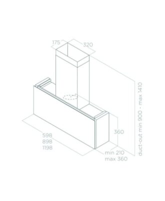 Kích thước máy hút mùi áp tường Elica RULES NAKED/F/60 PRF0163758