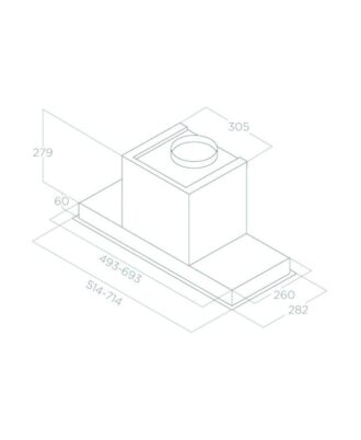 Kích thước máy hút mùi âm tủ Elica HIDDEN 2.0 IXGL/A/60 PRF0097676A