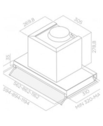 Kích thước máy hút mùi âm tủ Elica PRF0114761