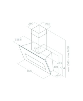 Kích thước máy hút mùi áp tường Elica PRF0164459