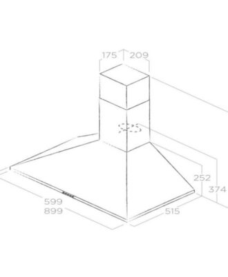 Kích thước máy hút mùi áp tường Elica TAMAYA PB WH/A/90 PRF0009880A